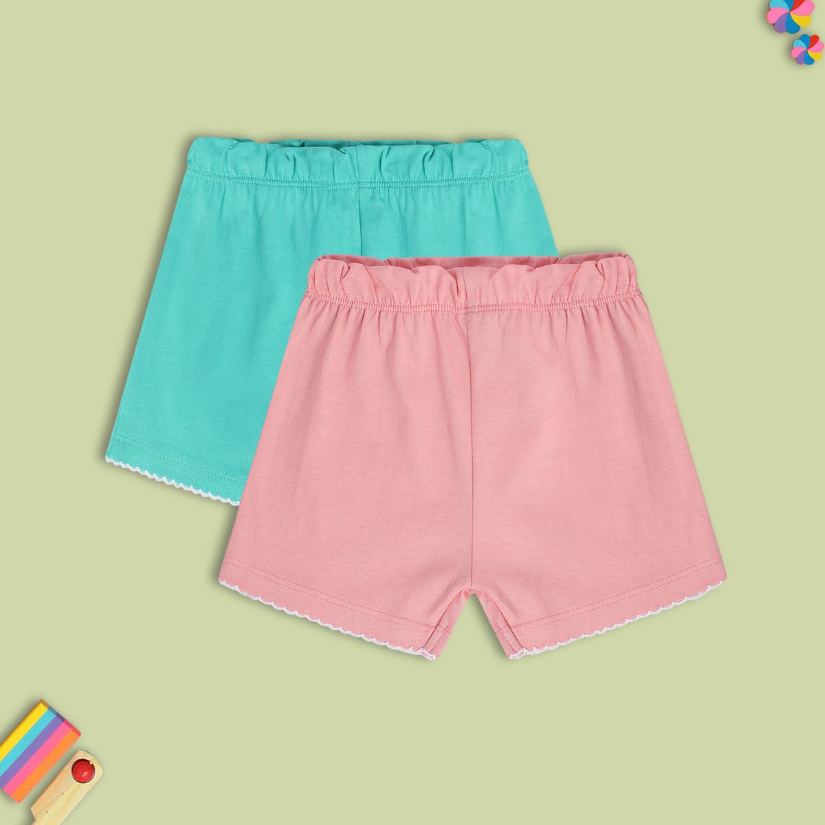 Girls Multicolor Pack Of 2 Shorts