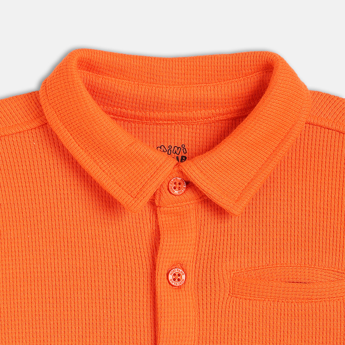 Boys Orange Full Sleeve Knit Shirt