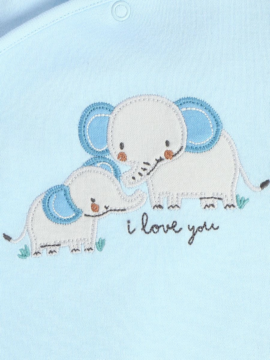 Baby Boys Elephant Embroidered Sleepsuit, Blue