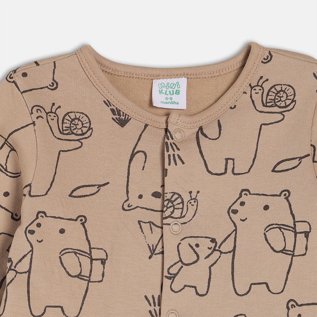 Boys Beige Long Sleeve Sleep Suit