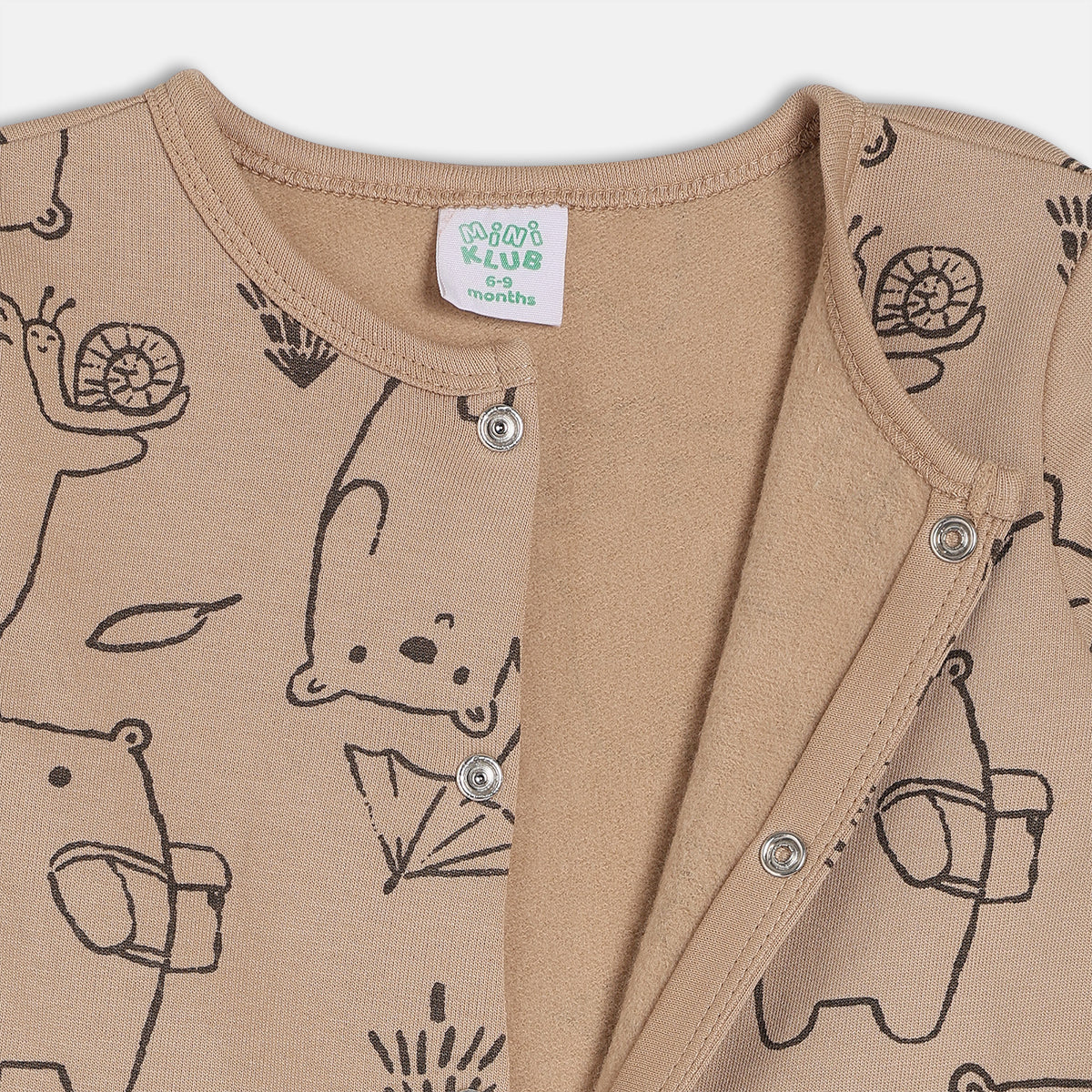 Boys Beige Long Sleeve Sleep Suit