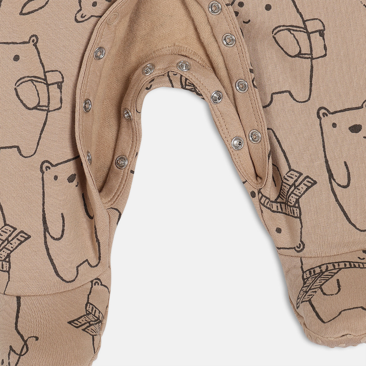 Boys Beige Long Sleeve Sleep Suit