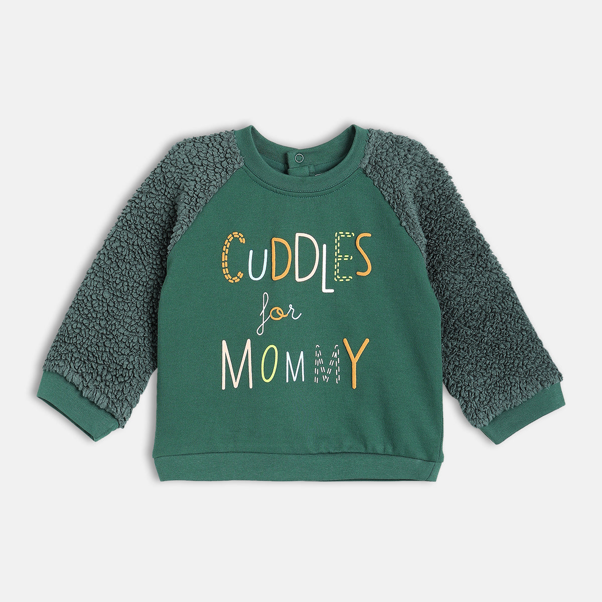 Boys Green Raglan Sleeve Knit Sweat Shirt
