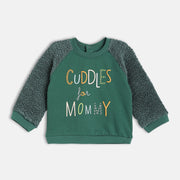 Boys Green Raglan Sleeve Knit Sweat Shirt