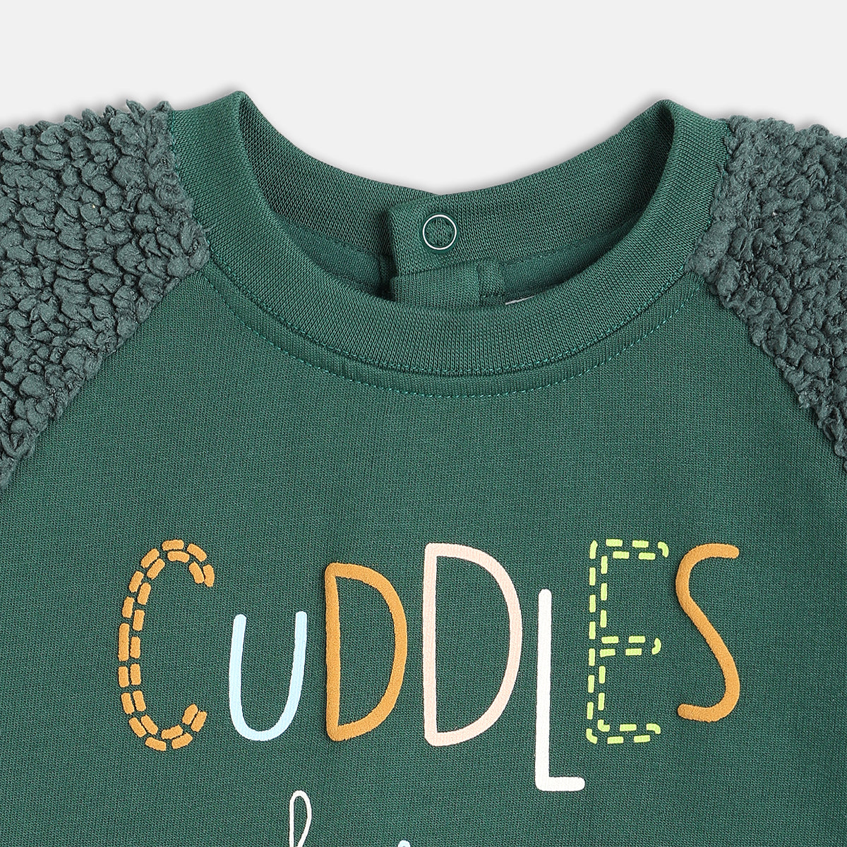Boys Green Raglan Sleeve Knit Sweat Shirt