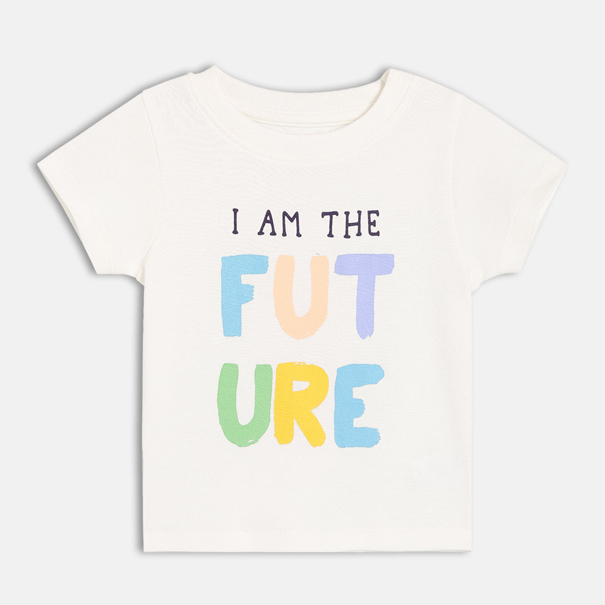 Boys Off-White Round Neck Short Sleeve T-Shirt