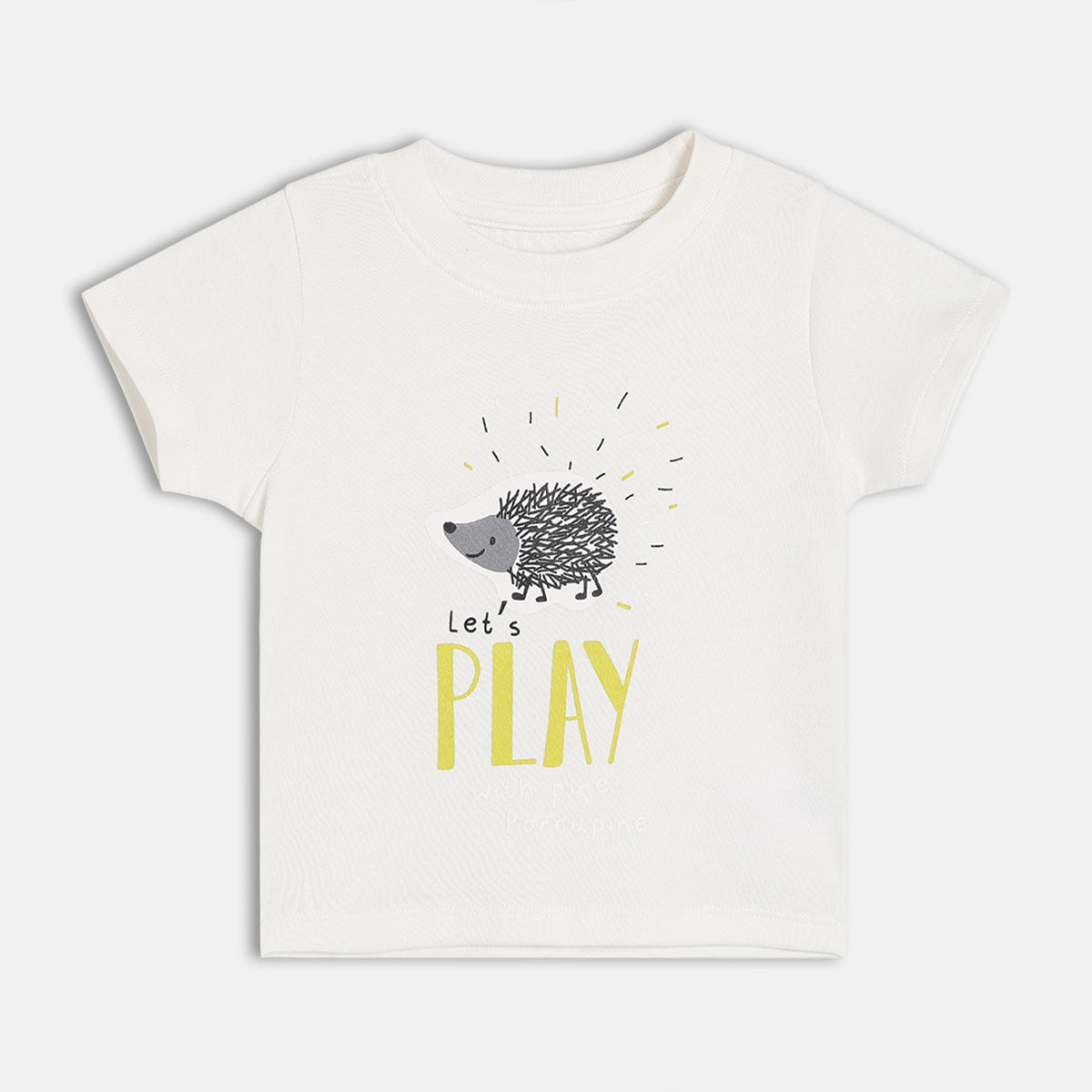 Boys Beige Round Neck Short Sleeve T-Shirt