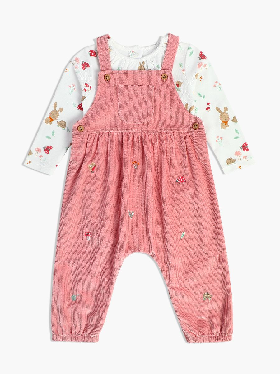Minicuddles Girl Baby Dungaree Set - Pink