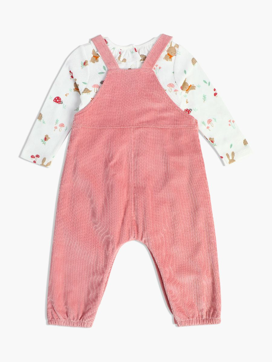 Minicuddles Girl Baby Dungaree Set - Pink