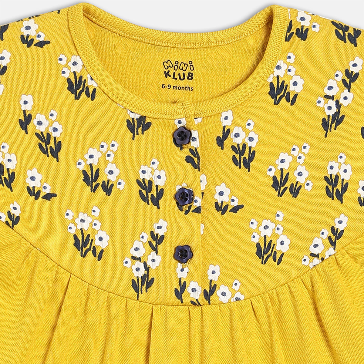 Girls 2 Piece Round Neck Full Sleeve Romper - Yellow