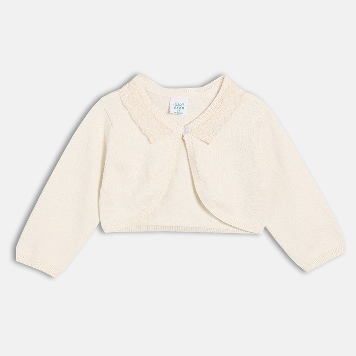 Girls Off-White Front Open Long Sleeve Shrug