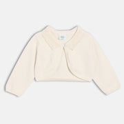 Girls Off-White Front Open Long Sleeve Shrug