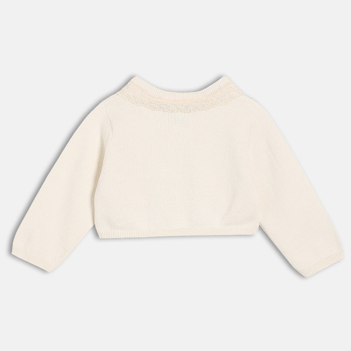 Girls Off-White Front Open Long Sleeve Shrug