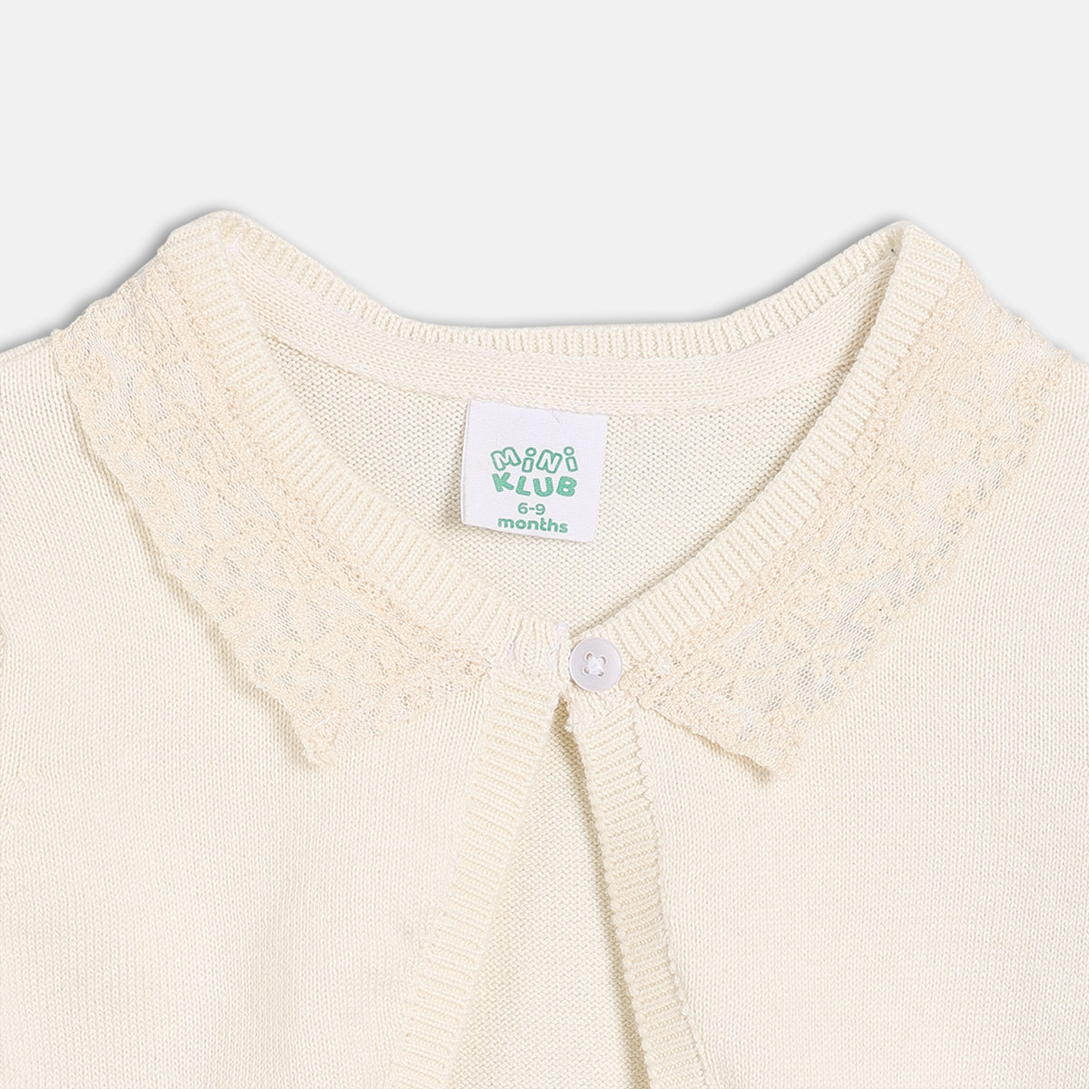 Girls Off-White Front Open Long Sleeve Shrug