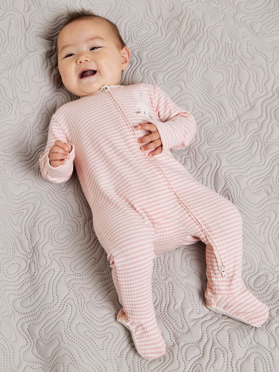 Girls Pink Front Open Sleep Suit