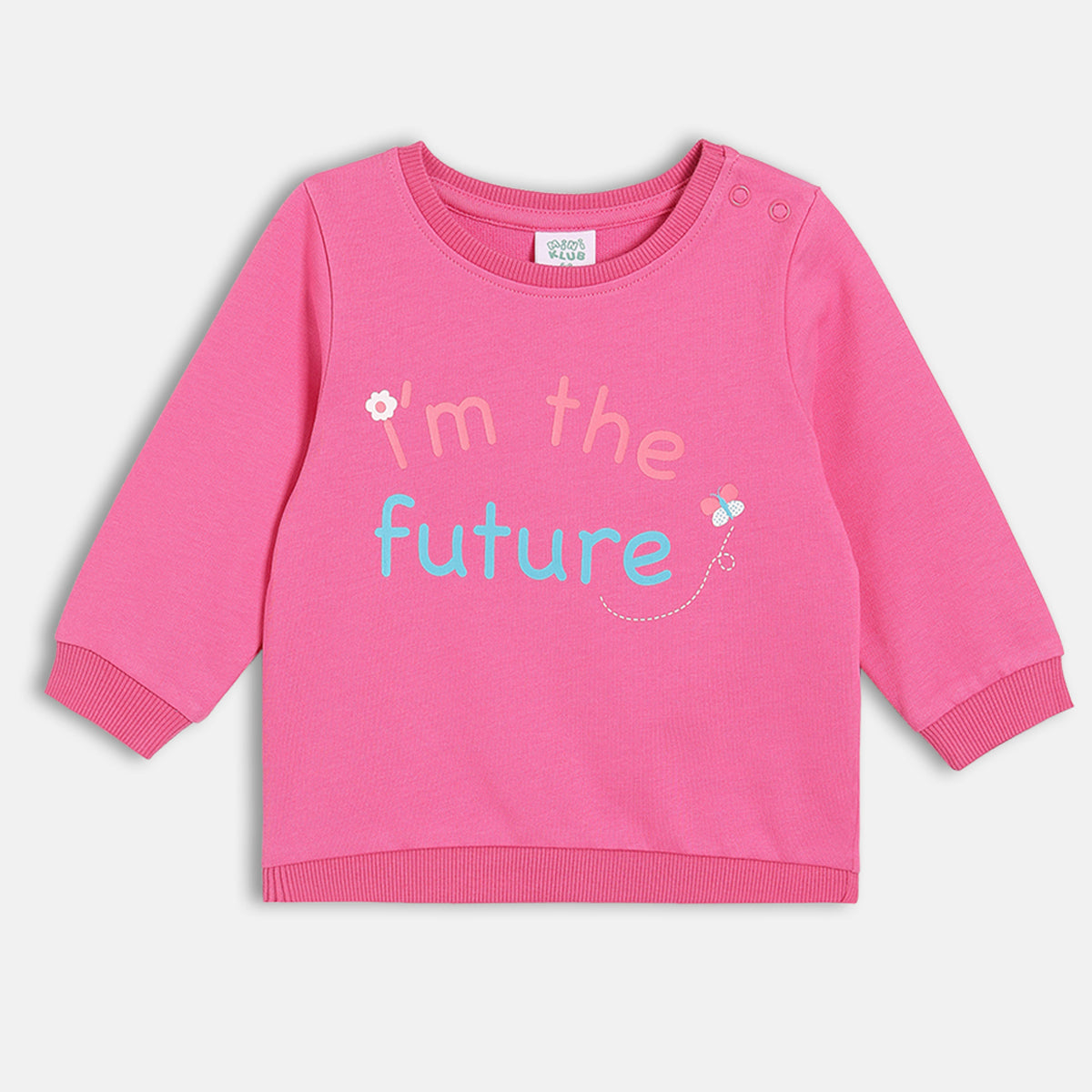 Girls Maroon Round Neck Full Sleeve Sweat Shirt