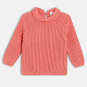 Girls Pink Round Neck Long Sleeve Sweater
