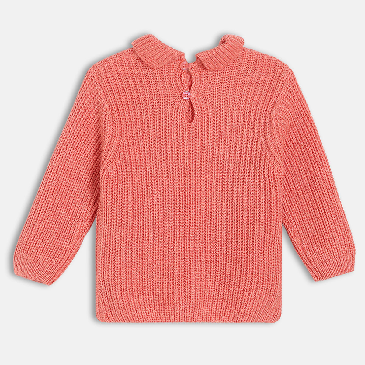 Girls Pink Round Neck Long Sleeve Sweater