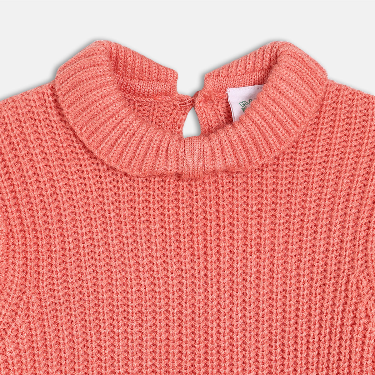 Girls Pink Round Neck Long Sleeve Sweater