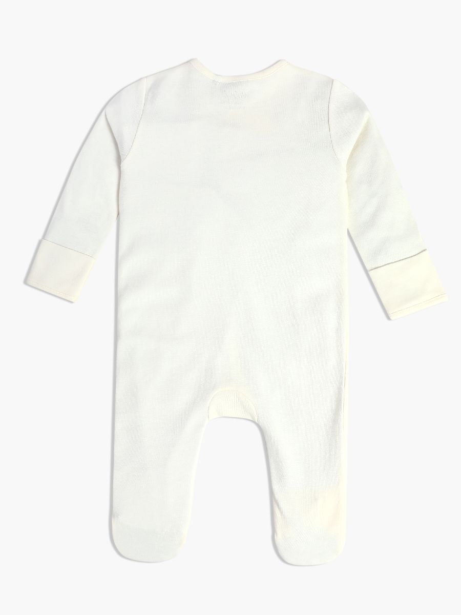 Baby Unisex Zebra Embroidered Sleepsuit, Cream
