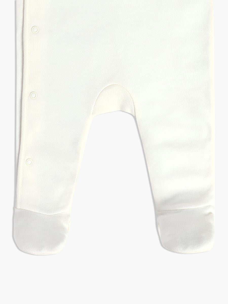 Baby Unisex Zebra Embroidered Sleepsuit, Cream