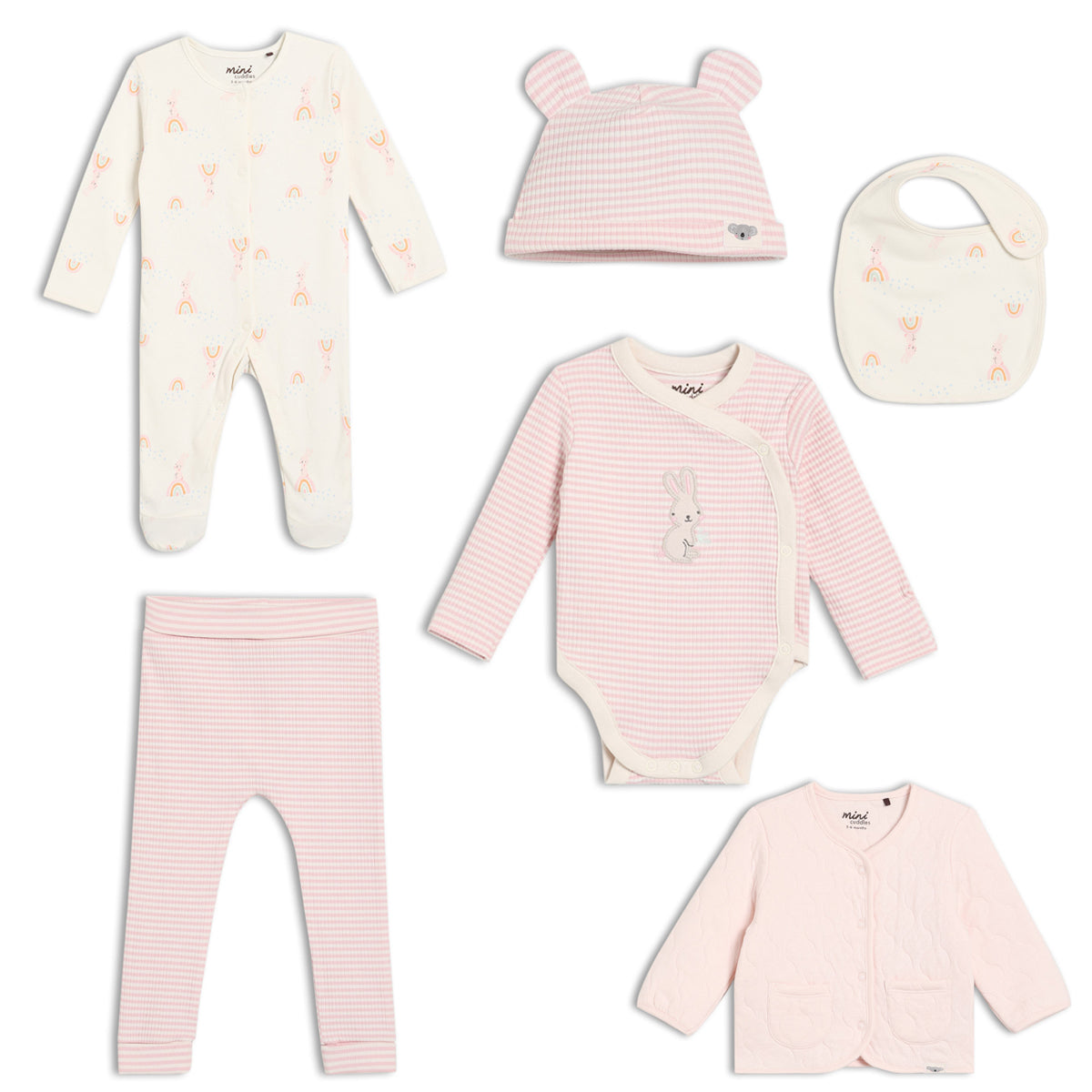 Baby Girls Pack of 6  Essentials Gift Set, Multicolour