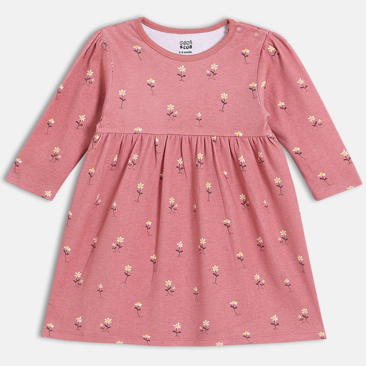 Girls Pack Of 2 Round Neck Full Sleeve Dress - Multi