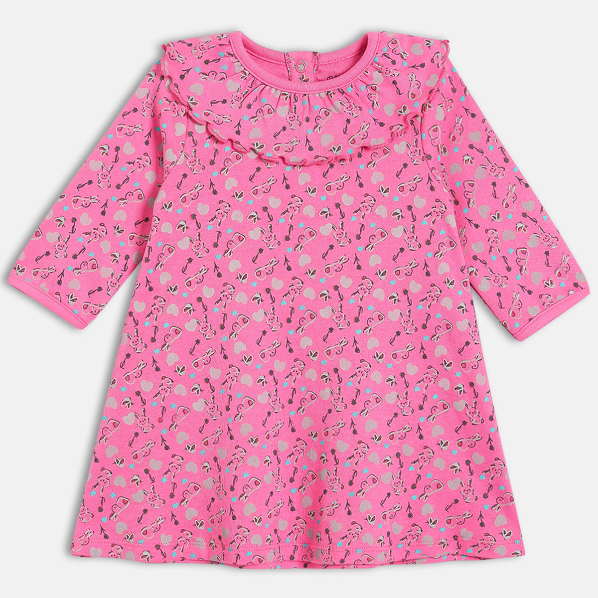 Girls Pack Of 2 Round Neck Long Sleeve Dress - Multi