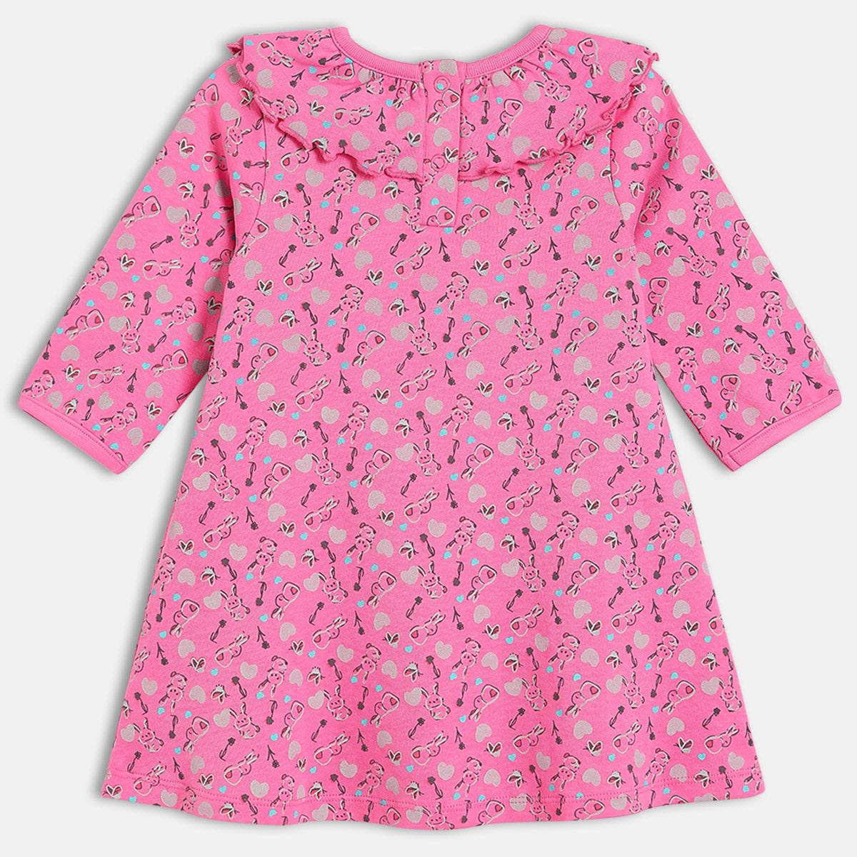 Girls Pack Of 2 Round Neck Long Sleeve Dress - Multi