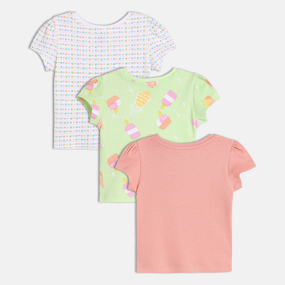 Girls Multi Crew Neck Short Sleeve Knit Top