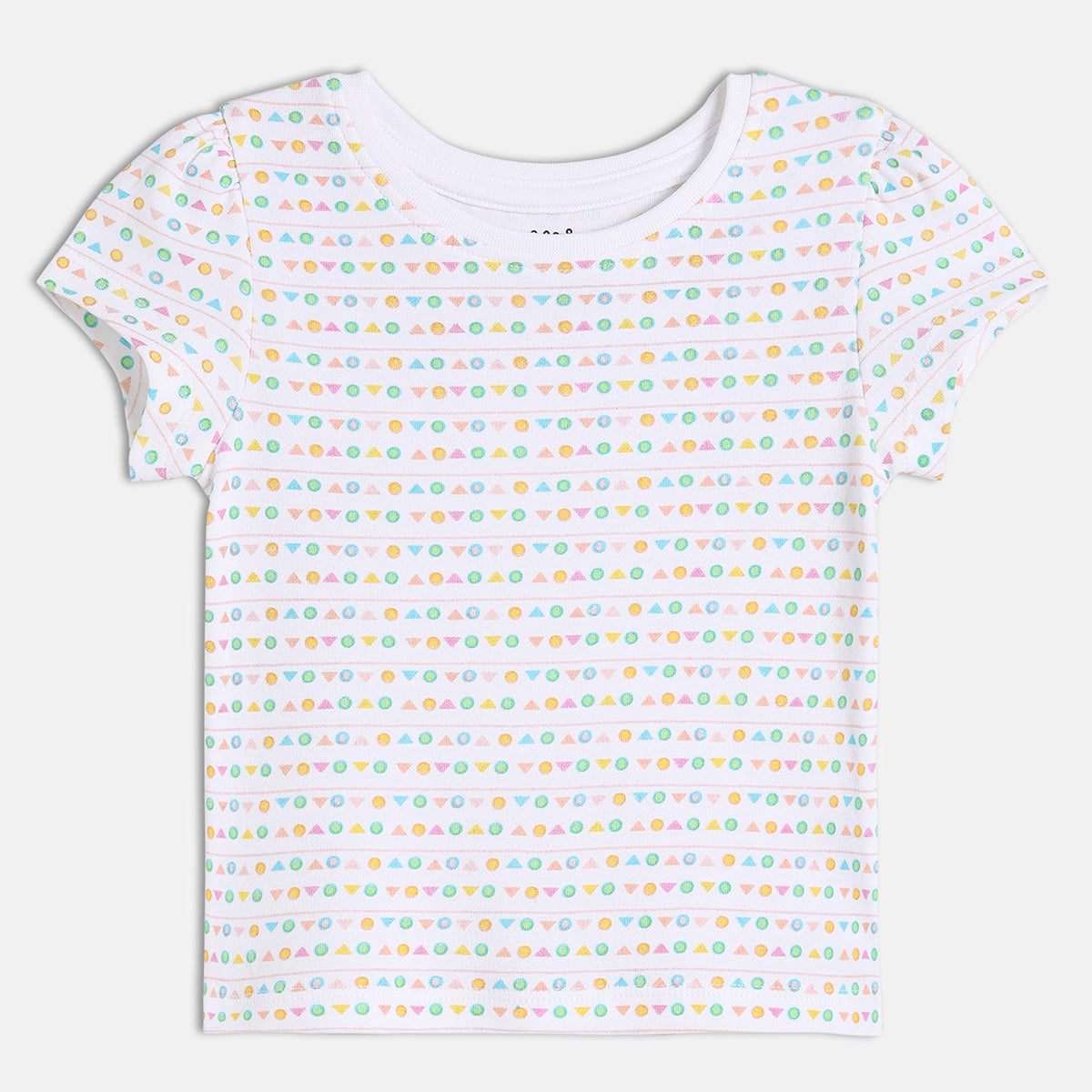 Girls Multi Crew Neck Short Sleeve Knit Top