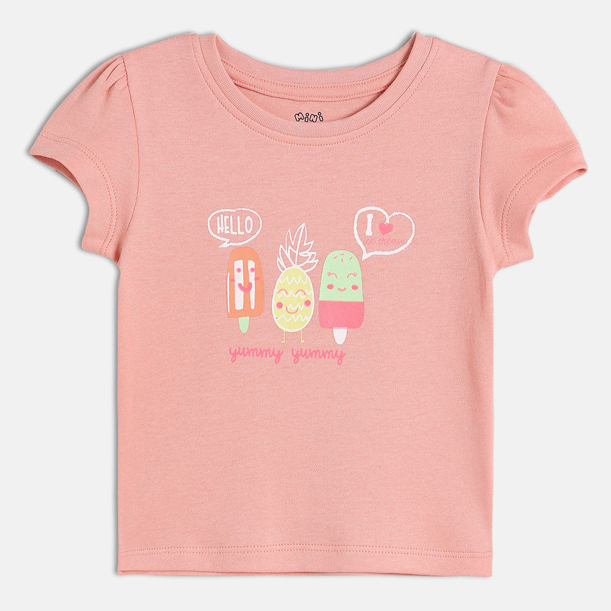 Girls Multi Crew Neck Short Sleeve Knit Top