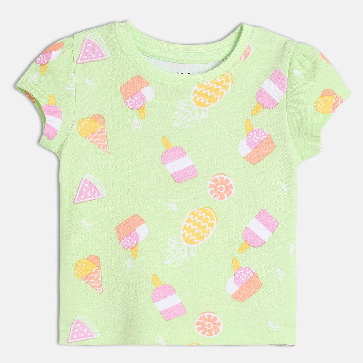 Girls Multi Crew Neck Short Sleeve Knit Top