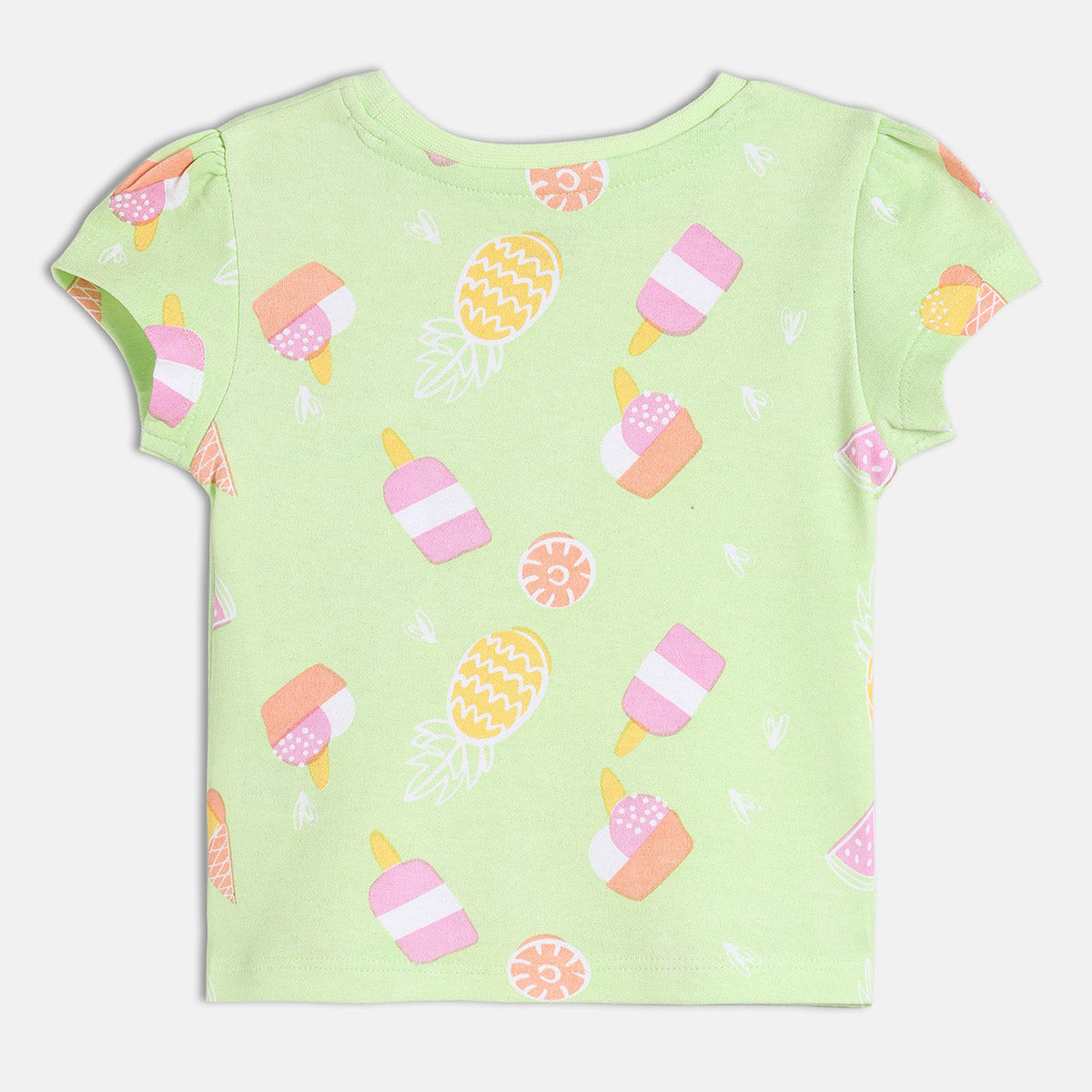 Girls Multi Crew Neck Short Sleeve Knit Top