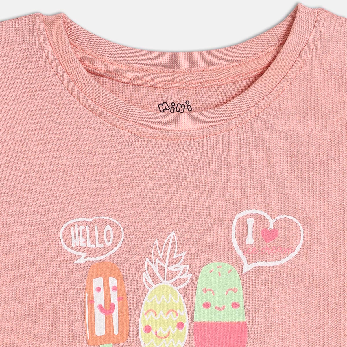 Girls Multi Crew Neck Short Sleeve Knit Top