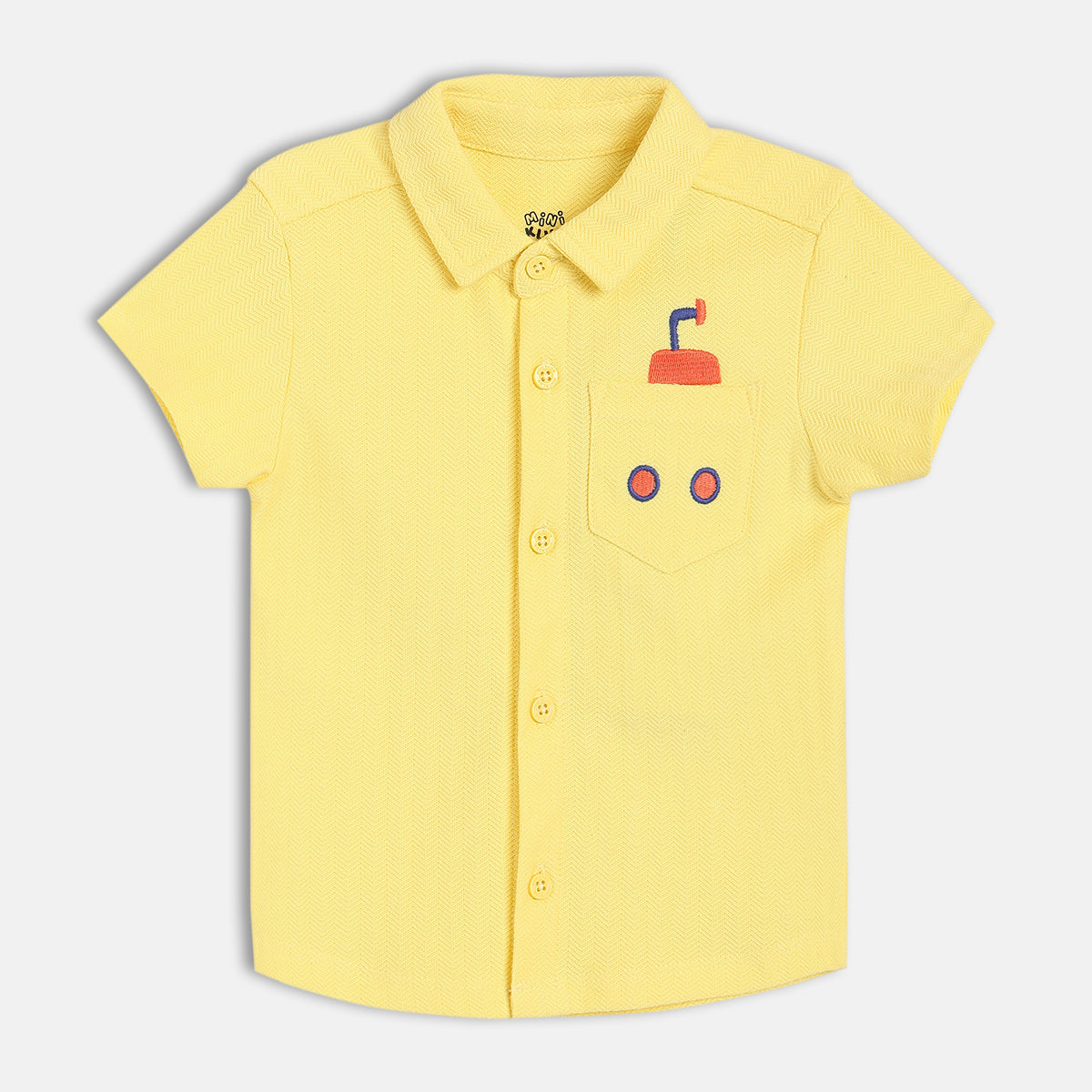 Boys Yellow Collar Short Sleeve Shirt