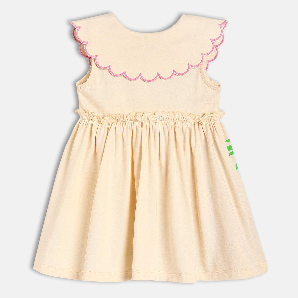 Girls Cream Frill Sleeve Dress