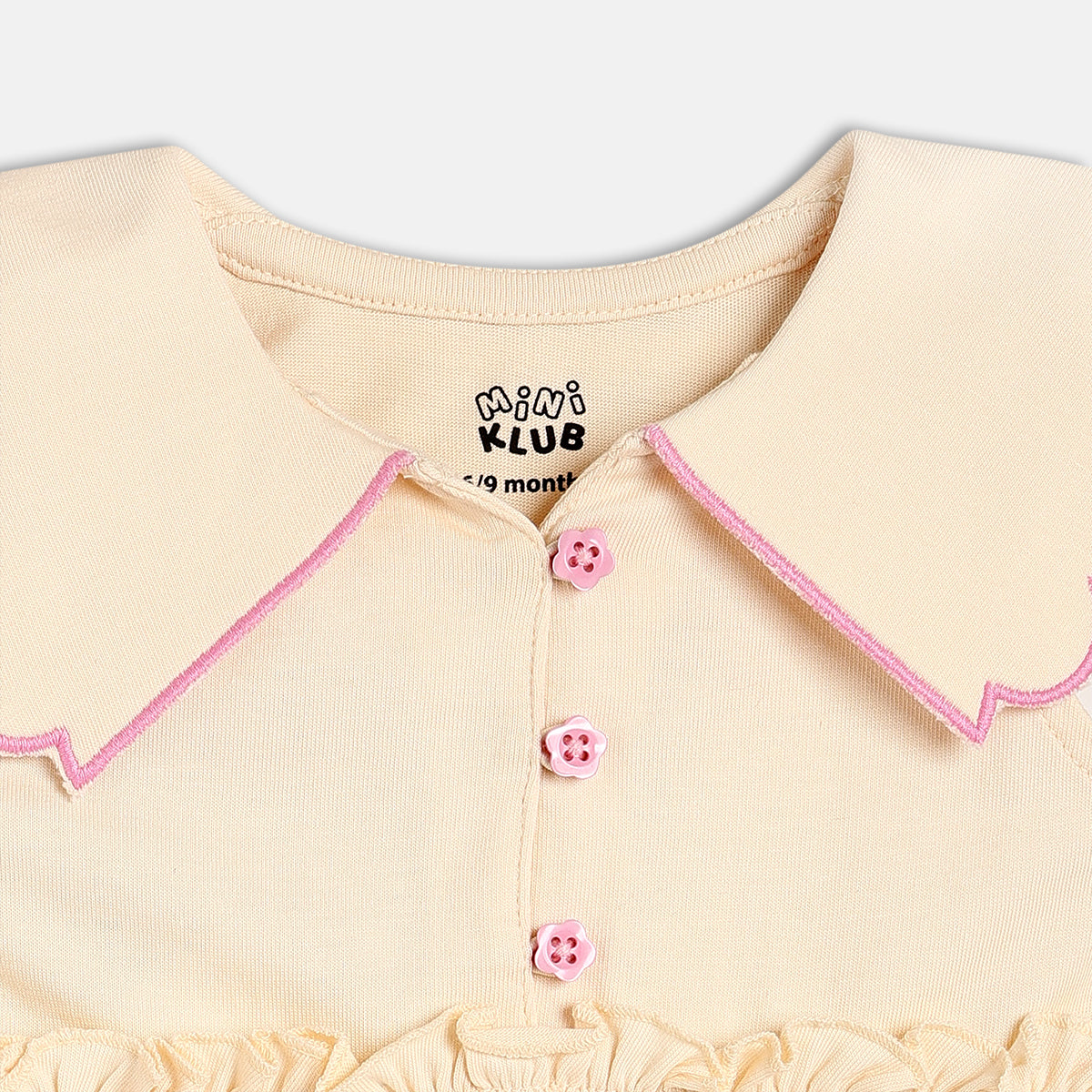 Girls Cream Frill Sleeve Dress