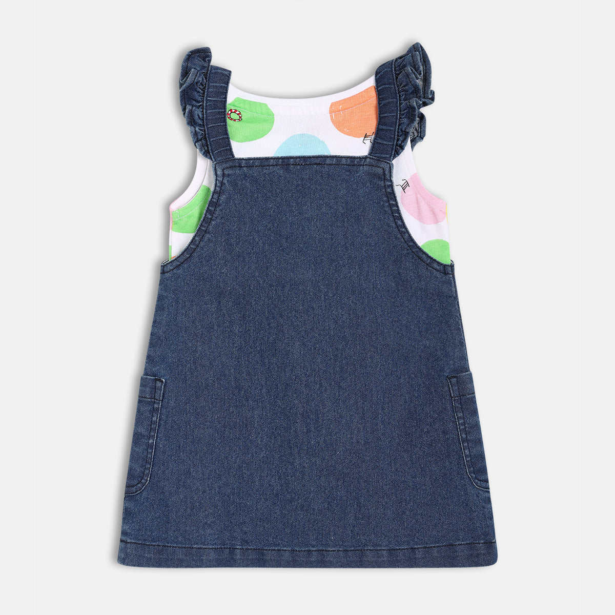 Girls White/Blue Pinny Set