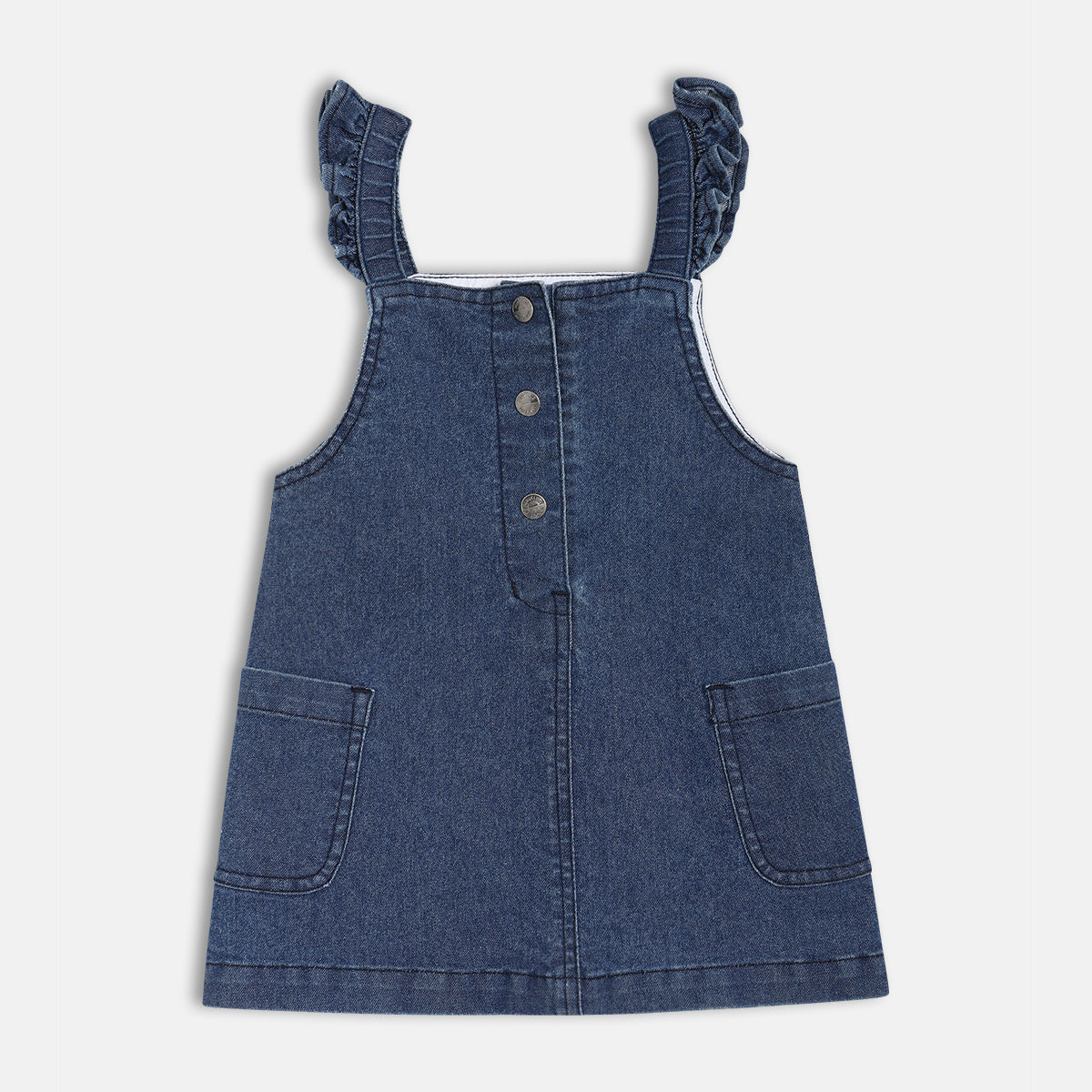 Girls White/Blue Pinny Set