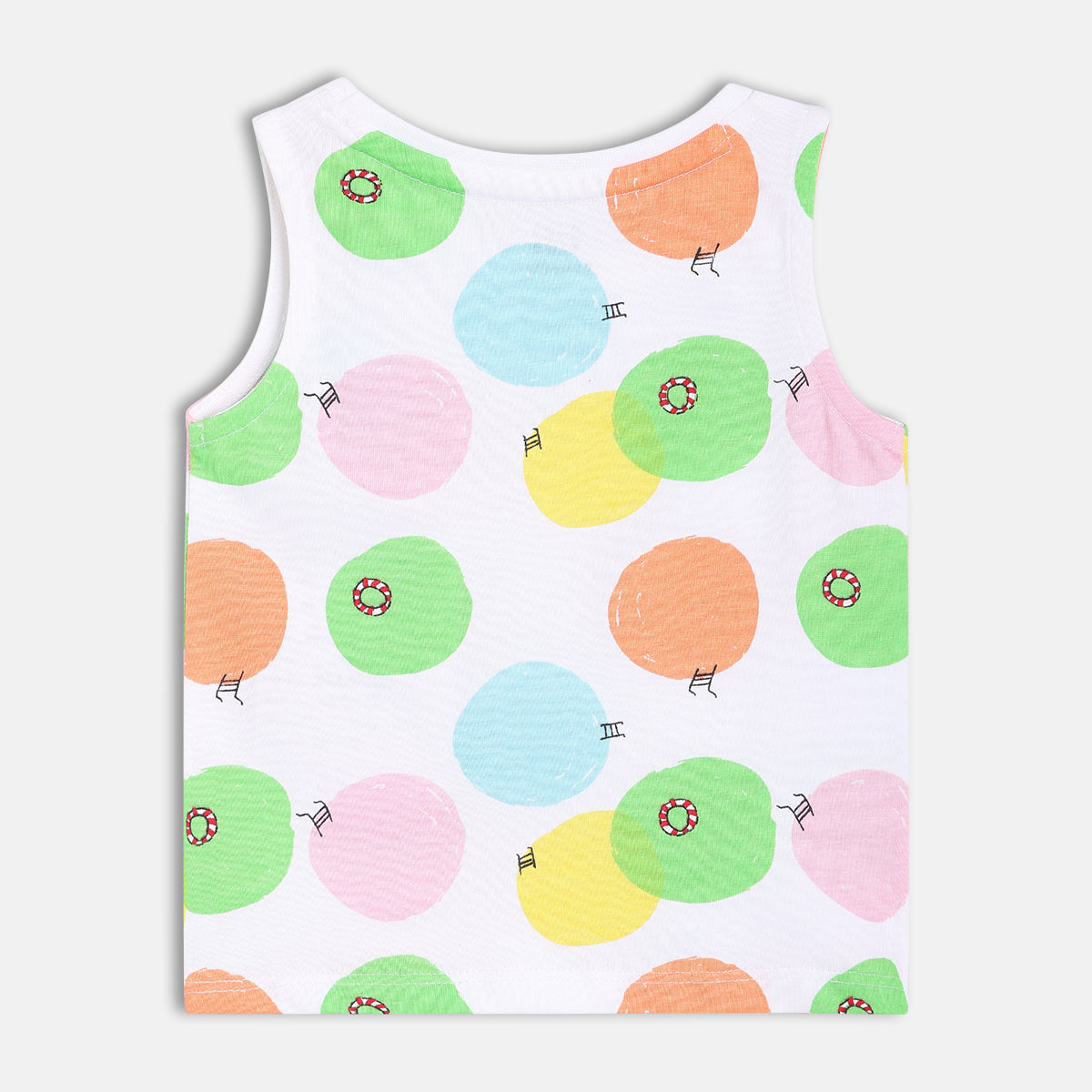 Girls White/Blue Sleeve Less Pinny Set