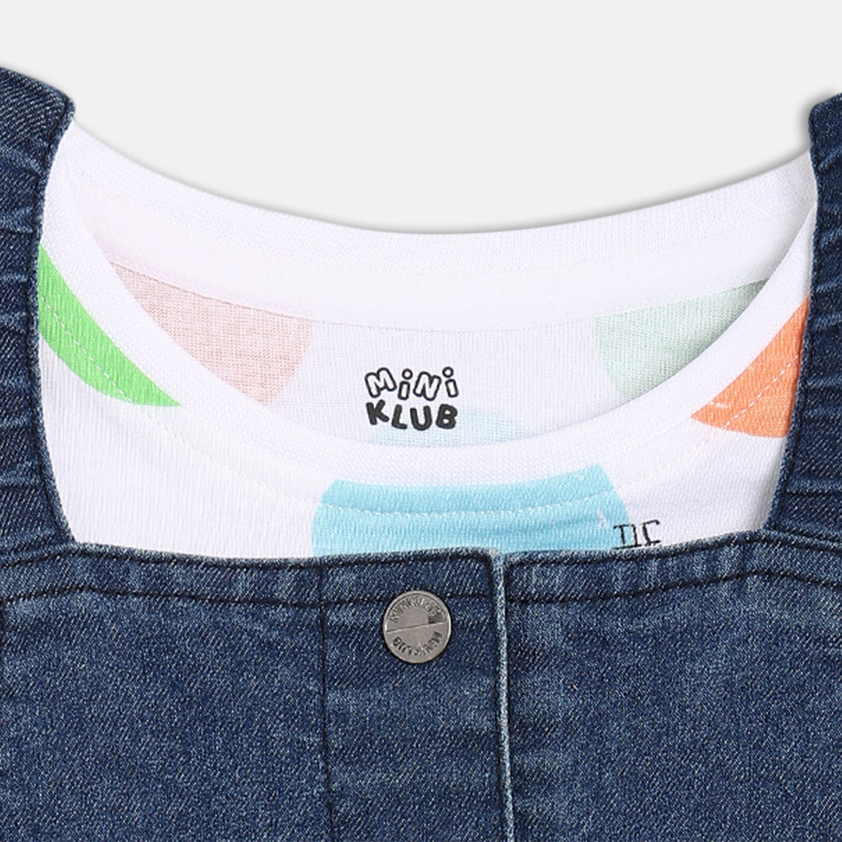 Girls White/Blue Sleeve Less Pinny Set