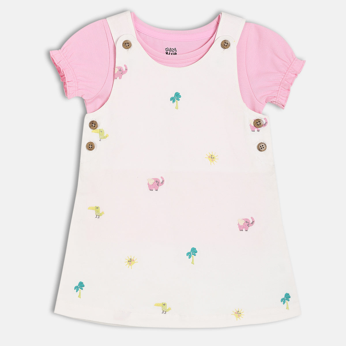 Girls Pink/White Pinny Set