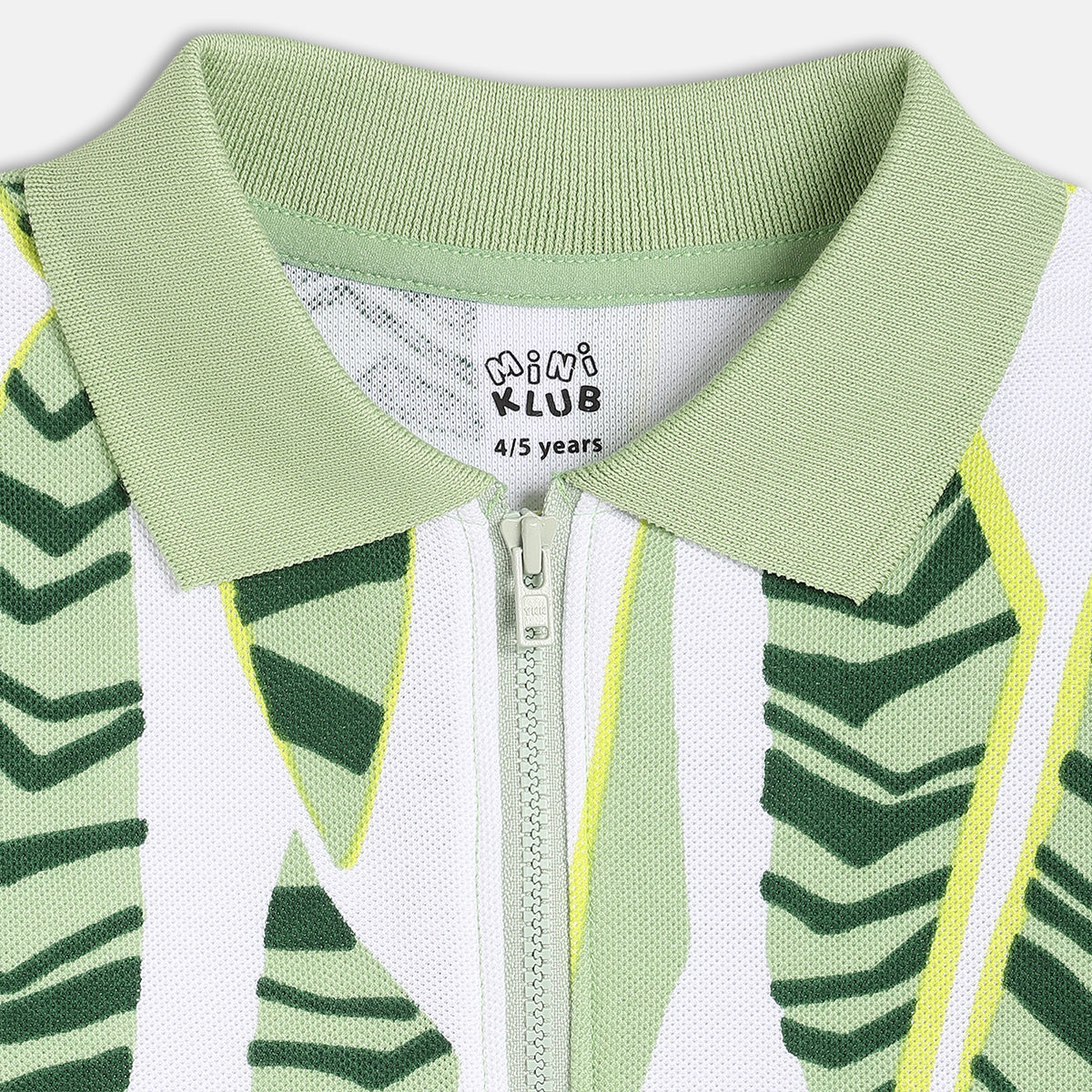 Boys White/Green Short Sleeve Polo