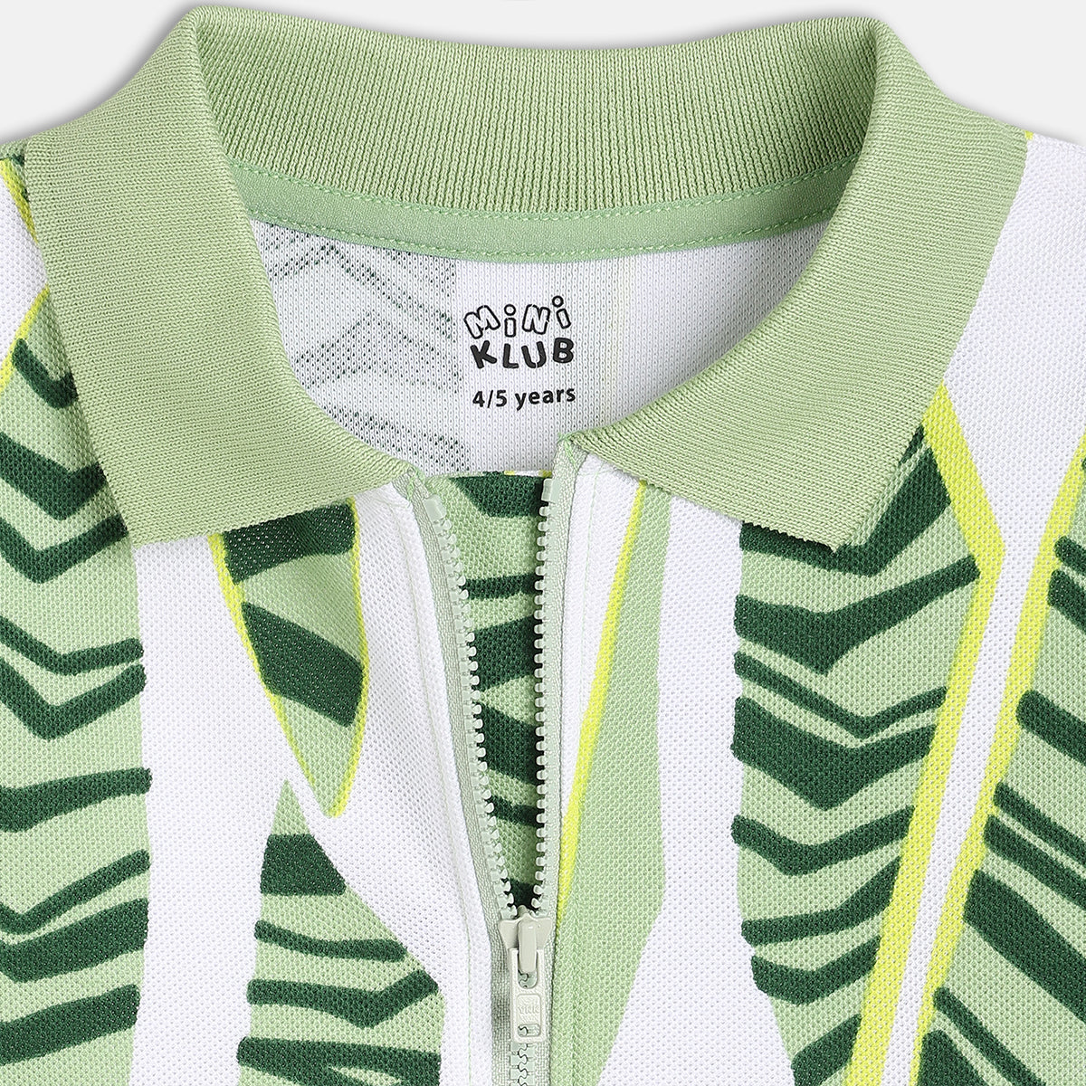 Boys White/Green Short Sleeve Polo