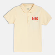 Boys Beige Short Sleeve Polo