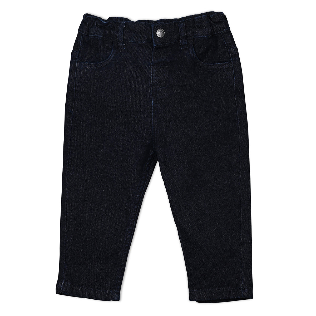 Boys Cotton Solid Denim Pant - Dark Blue
