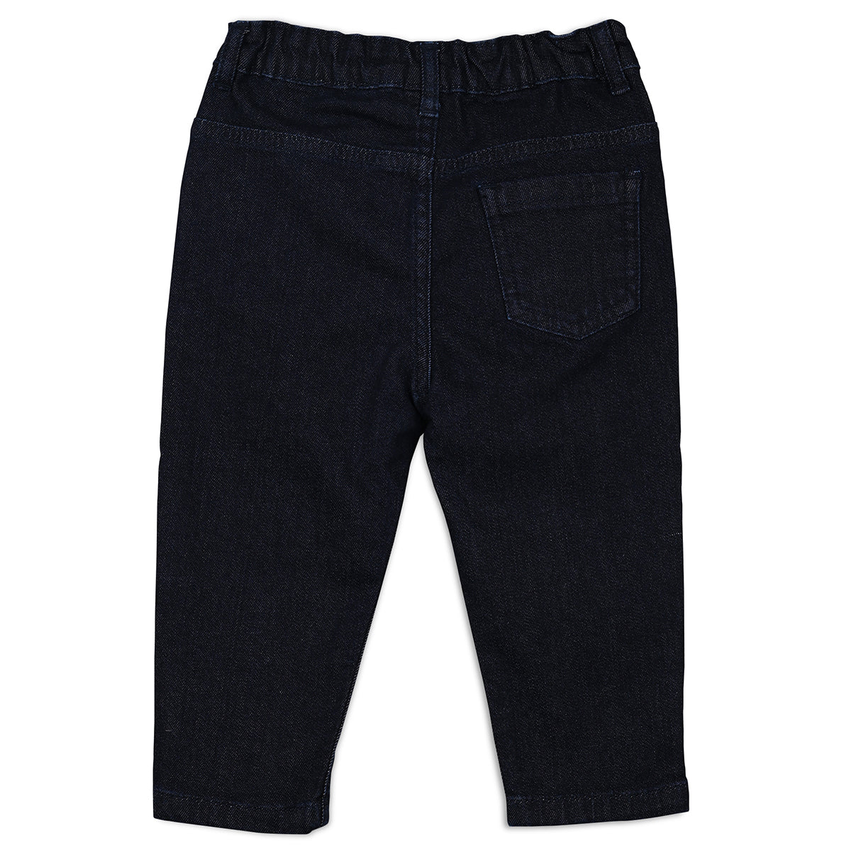 Boys Cotton Solid Denim Pant - Dark Blue