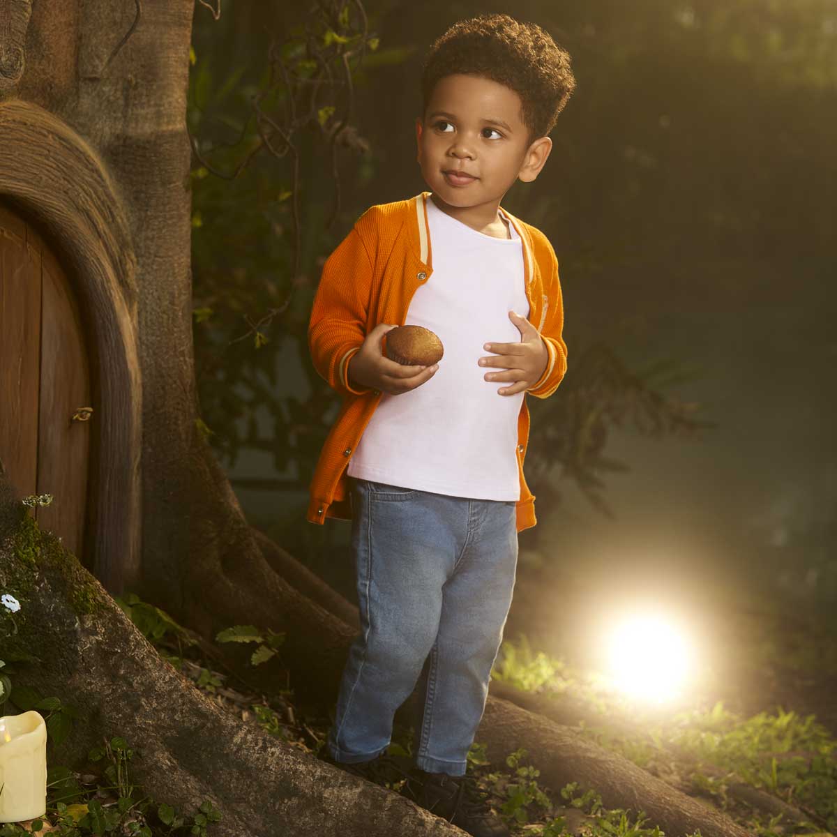 Boys Cotton Full Sleeves Solid Jacket - Orange