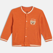 Boys Cotton Full Sleeves Solid Jacket - Orange